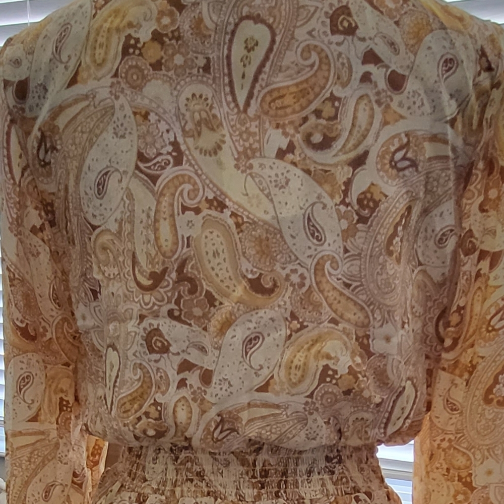 New Paisley Print Cut Out Romper Shorts Sexy Yellow White Boho - Picture 5 of 5